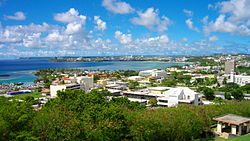 Skyline view of modern Hagåtña as seen from Fort Apugan, which overlooks the town