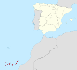 Location of the Canary Islands (red) within Spain