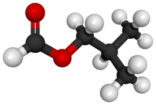 Ball and stick model of isobutyl formate