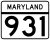 Maryland Route 931 marker