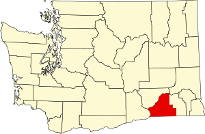 Map of Washington highlighting Walla Walla County