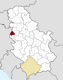 Location of the city of Loznica within Serbia