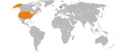 Map indicating locations of Norway and USA