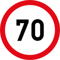 Speed limit of 70 km/h