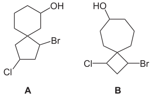 1-Brom-3-Chlor-Spiro[5.6]-decan-7-ol B: 1-Brom-3-Chlor-Spiro[4.7]-decan-7-ol