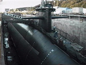 USS Nevada (SSBN-733) in drydock