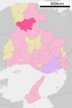 Location of Yabu in Hyōgo Prefecture