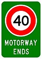 (A41-4) Motorway Ends (40 km/h speed limit)