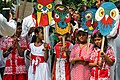 Children in Bangladesh carrying colourful placards in Pohela Boishakh's rally