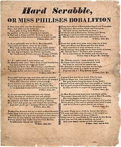 Broadside ridiculing victims of the 1824 Hard Scrabble riot and promising similar treatment to other immigrants settling in the city