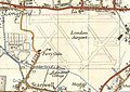 Map, of 1948, showing the Passenger Aircraft apron next to Harlington Corner, in throwback style showing it east of The Magpies, a 15th century to early 20th century locality of the Bath Road but sometimes named part of Heathrow but omitting mention of Sipson Green which was more populous next to it.