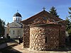 The courtyard of the Kremikovtsi Monastery with the old and new church