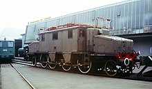 Large four-axle Italian three-phase locomotive.