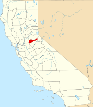 Map of California highlighting Amador County