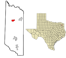 Location in Morris County and the state of Texas.