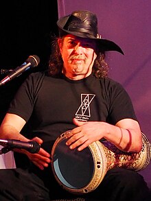 Brust on drum at Cats Laughing reunion concert, April 2015