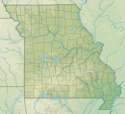 Location of Lake Wappapello in Missouri, USA.