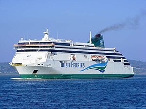 ROPAX ferry, MS Ulysses, approaching Dublin Port, Ireland