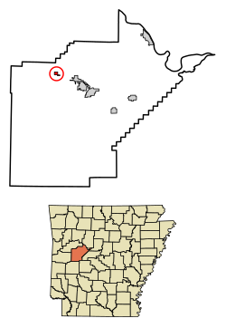 Location of Havana in Yell County, Arkansas.