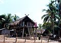 老挝南部阿速坡省的干欄式建築