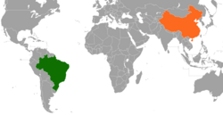 Map indicating locations of Brazil and China