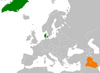 Location map for Denmark and Iraq.