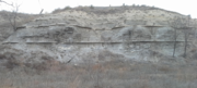 The lower 25 feet (7.6 m) of the Fairport Chalk member in southern Ellis County, Kansas.