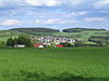 The Fuchskaute from the west: North top (left) and South Top (right); foreground: part of Bretthausen; behind: Willingen