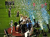 Greece celebrating their Euro 2004 win