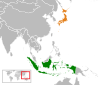 Location map for Indonesia and Japan.
