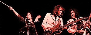 L to R: Corky Laing, Jack Bruce and Leslie West, 1973