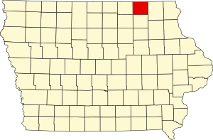 Map of Iowa highlighting Howard County