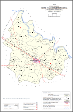 Map showing Musafirkhana CD block