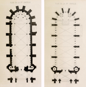 Plan of the lower chapel (front) and upper chapel (right)