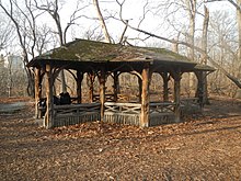 Rustic Shelter, central to the Ramble