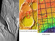 热辐射成像系统拍摄的惠更斯陨击坑边缘的分支河谷。