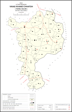 Map showing Kurha (#388) in Chhatoh CD block