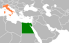 Location map for Egypt and Italy.