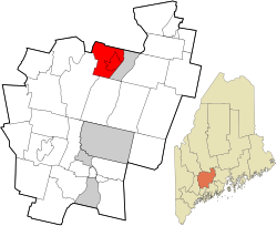 奥克兰在肯纳贝克县的位置（以红色标示）