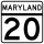 Maryland Route 20 marker