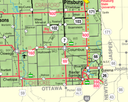 切罗基县交通（英语：Kansas Department of Transportation）地图（图例）