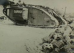 Unarmed supply tank variant going up to the line at Villers-Bretonneux, August 1918