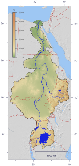 Course and watershed of the Nile