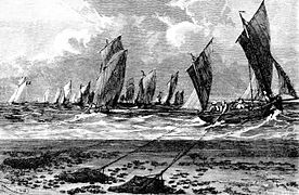 Vessels dredging for oysters, c. 1875