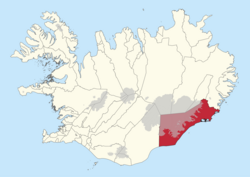 Location of the municipality of Hornafjörður