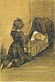 Girl Kneeling by a Cradle, (Mariya and Willem), March 1883, drawing (pencil, charcoal, heightened with white), Van Gogh Museum, Amsterdam (F1024)