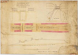 A transverse section showing the bridges over the Argyle Cut, 1832