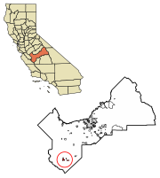 Location of Coalinga in Fresno County, California