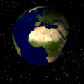 En animation av jordgloben 1990