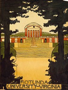 Untitled, The Rotunda at University of Virginia, 1912–1914, watercolor on paper